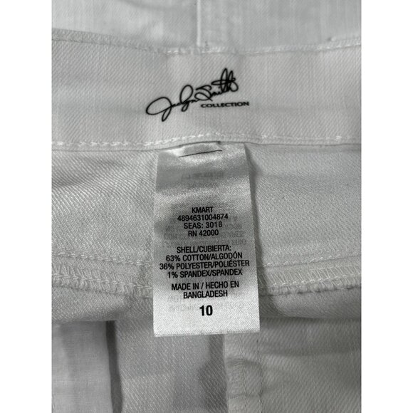 White Denim Skirt Size 10 By Jaclyn Smith Collection With Button & Zip Closure - Picture 6 of 7